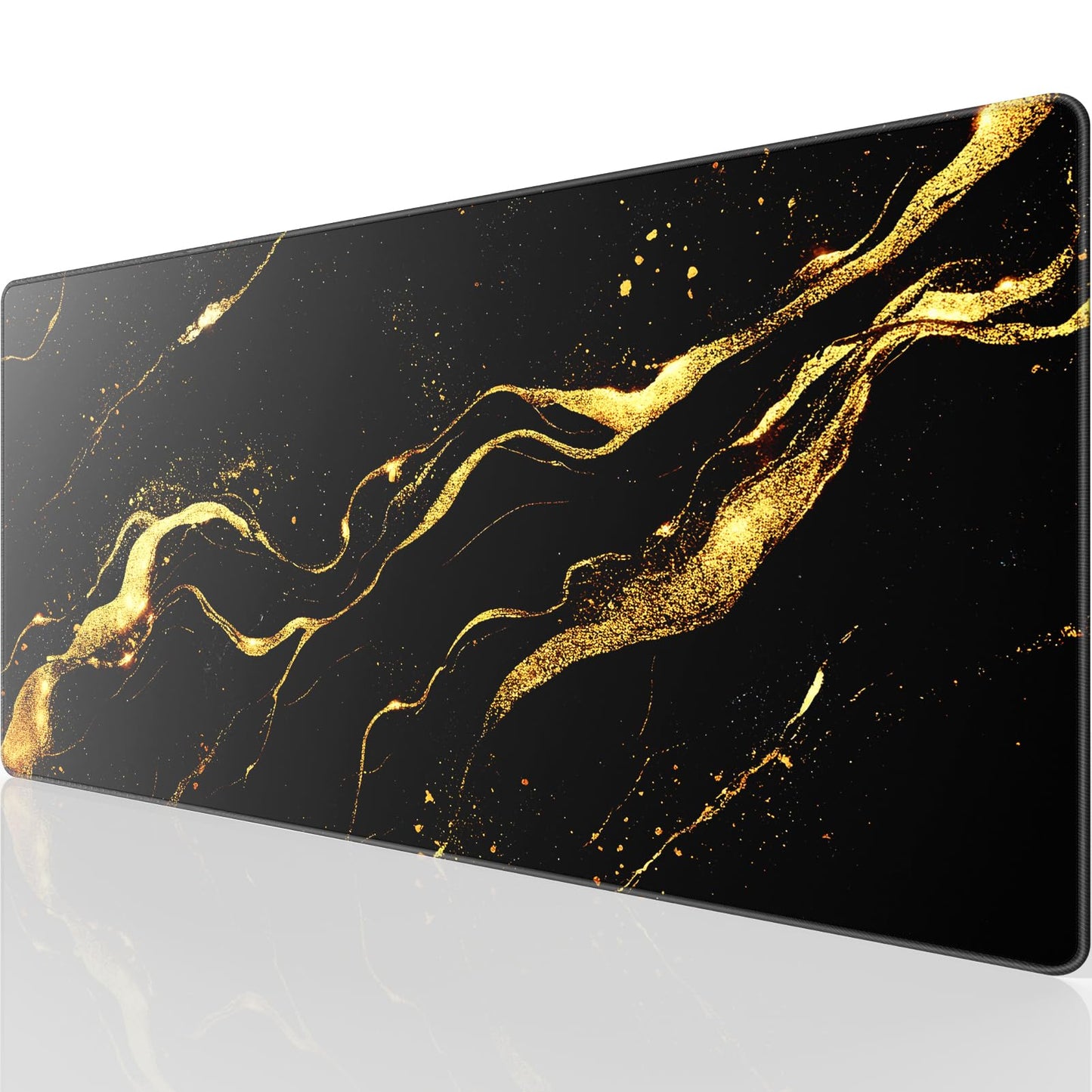 KTRIO Large Gaming Mouse Pad, Desk Mat, 31.5 x 15.7 in Black Gold, XXL