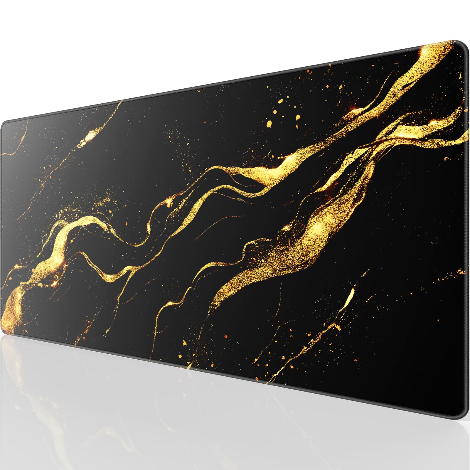 KTRIO Large Gaming Mouse Pad, Desk Mat, 31.5 x 15.7 in Black Gold, XXL