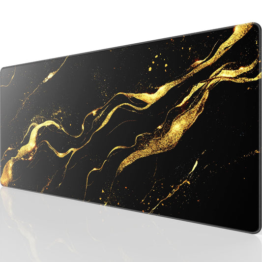 KTRIO Large Gaming Mouse Pad, Desk Mat, 31.5 x 15.7 in Black Gold, XXL