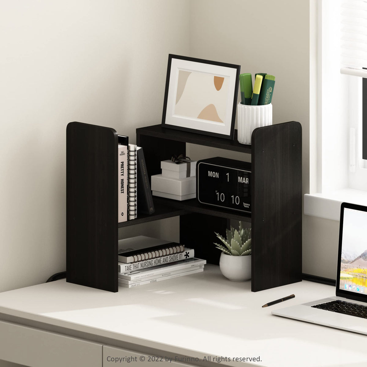 Furinno Classic Desktop Organizer Storage Rack Adjustable Free Style Rotation Display Bookshelf