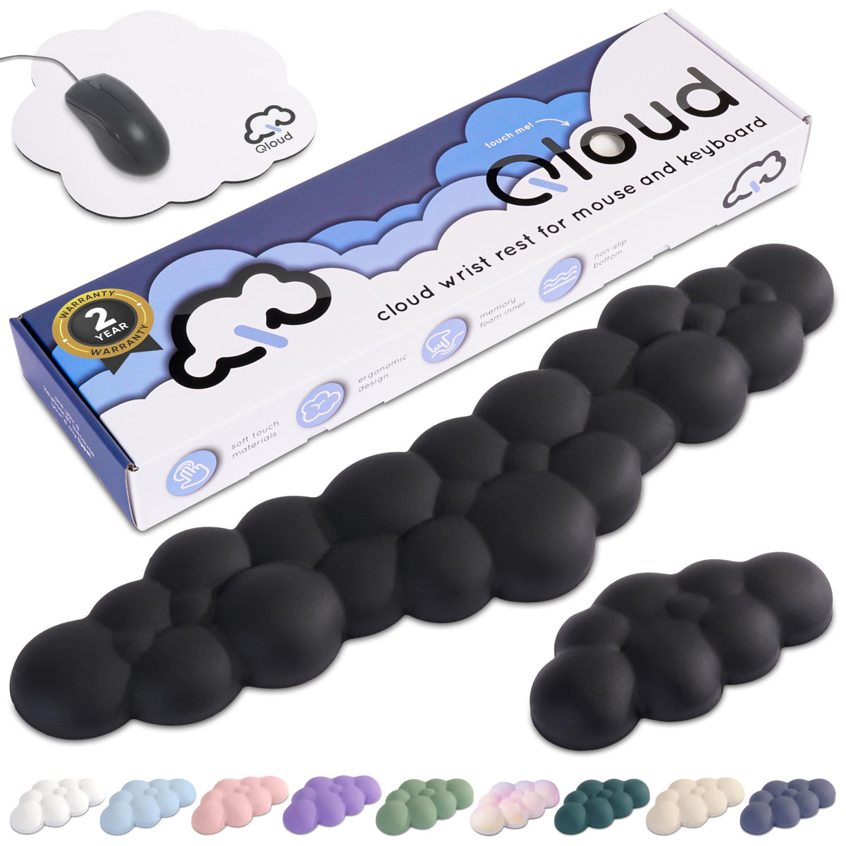 Black Cloud Keyboard Wrist Rest – Create-ables Qloud Black Wrist Rest for Computer Keyboard and
