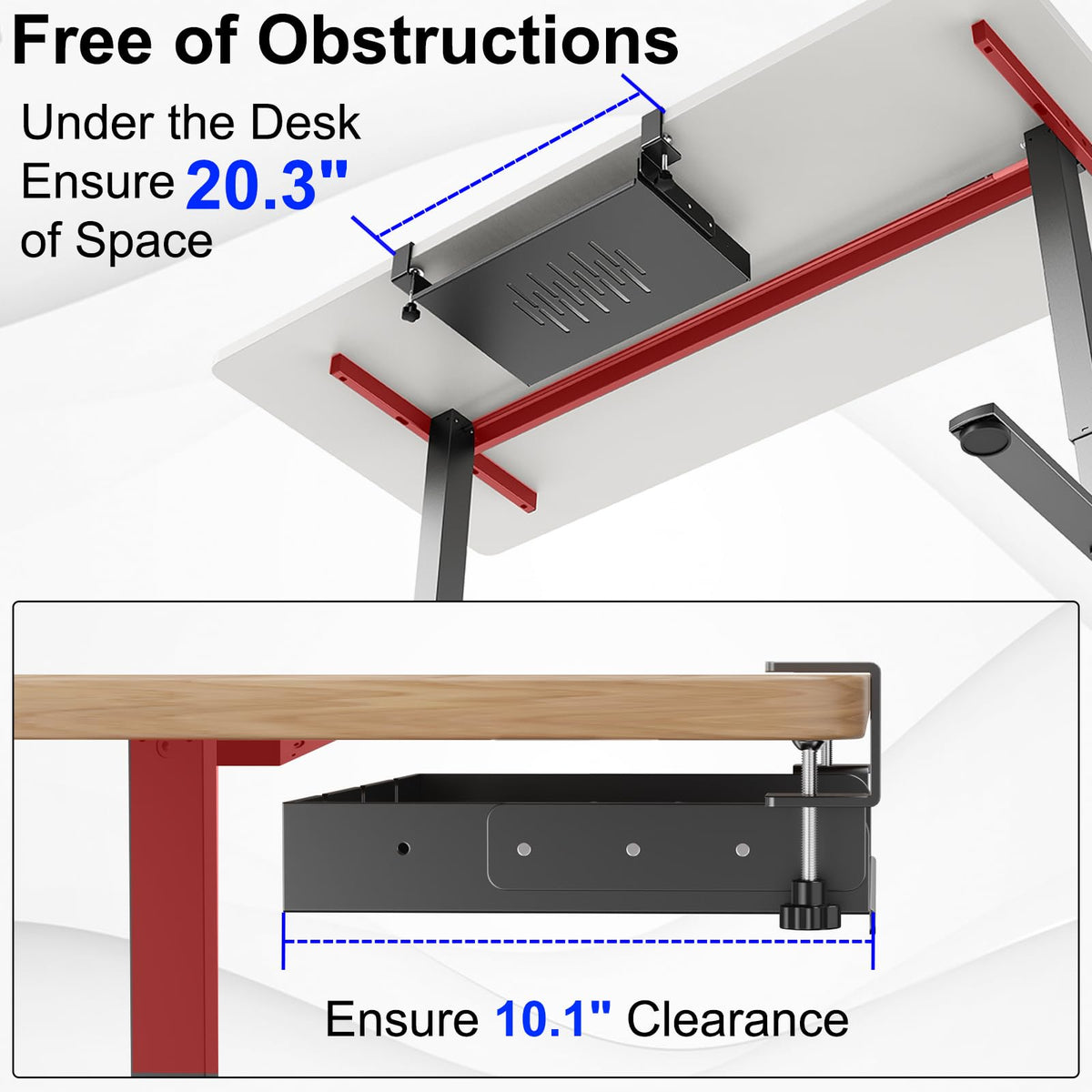 BYMECOST No Drill Under Desk Laptop Mount, Metal Under Desk Storage Shelf