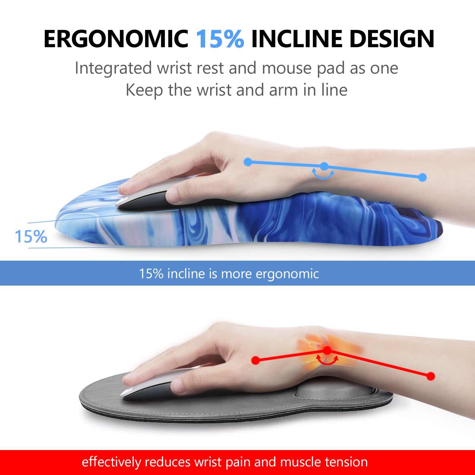Laokiiy Ergonomic Mouse Pad & Keyboard Wrist Rest Set, Memory Foam