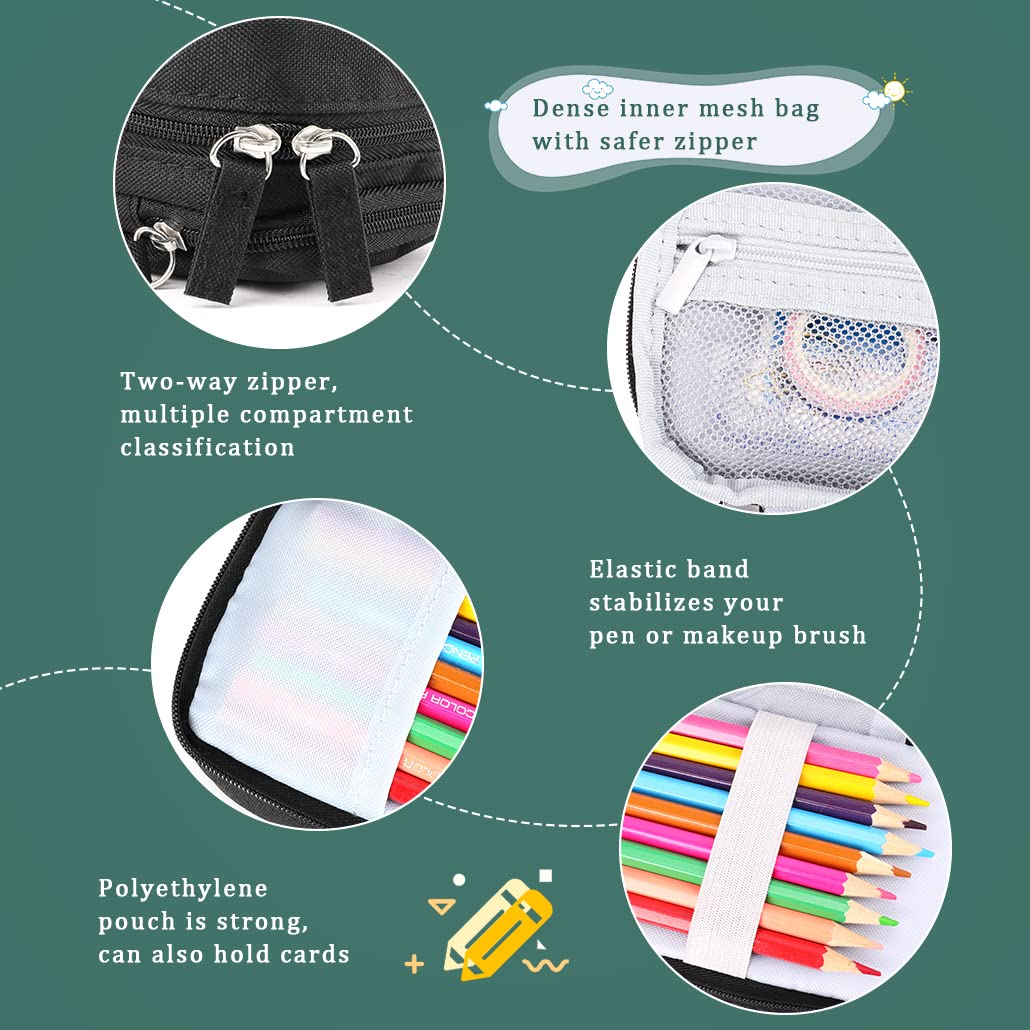 iSuperb Standing Pencil Case 2 Compartments Pencil Pouch Magnetic Mobile Phone Holder Bracket Pen