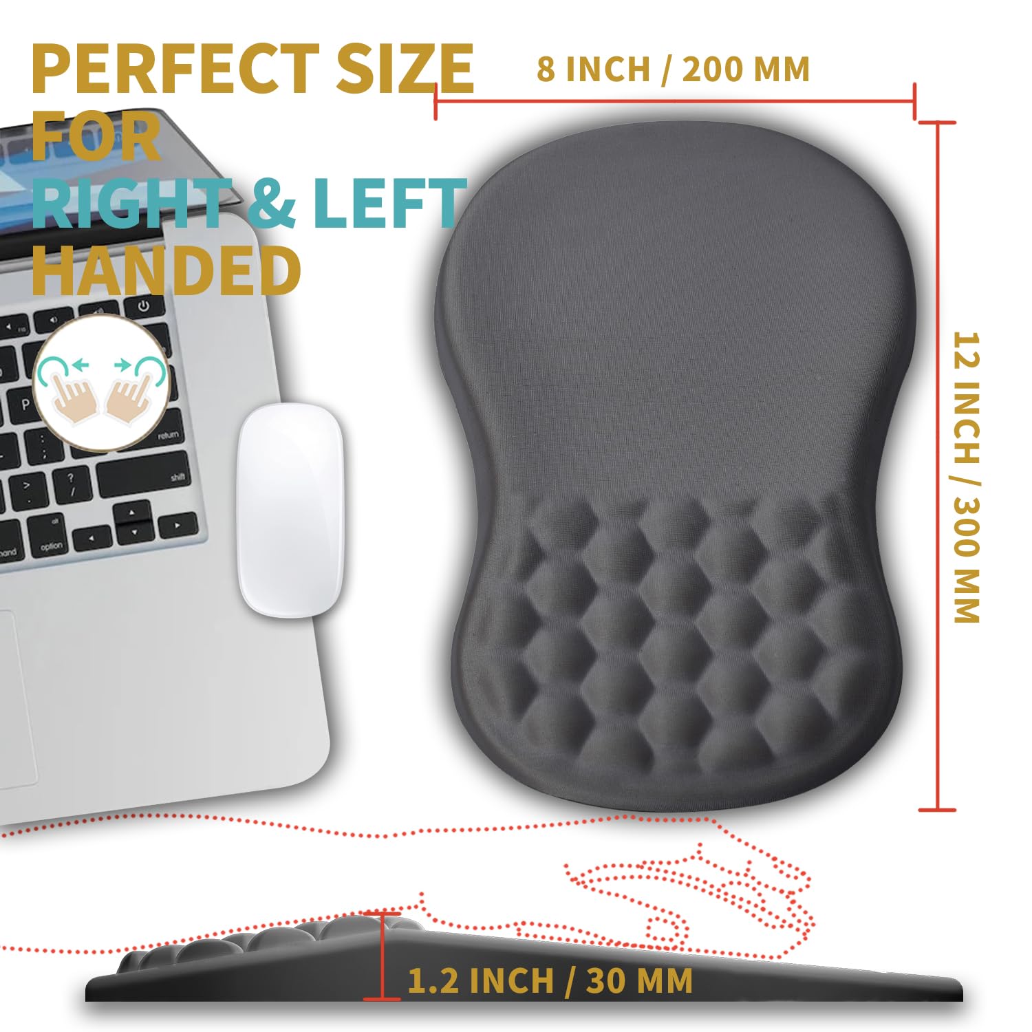 Hokafenle Ergonomic Mouse Pad Wrist Support with Massage Design, Wrist Rest Pain Relief Mousepad