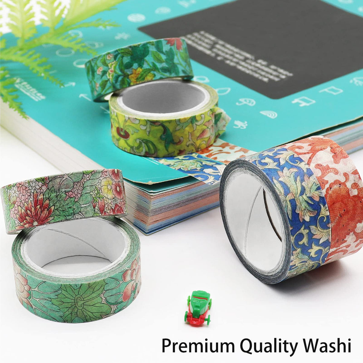Berkin Arts 12 Rolls Art Floral Designs Washi Tape Set - 15 mm Wide Decorative Adhesive Masking