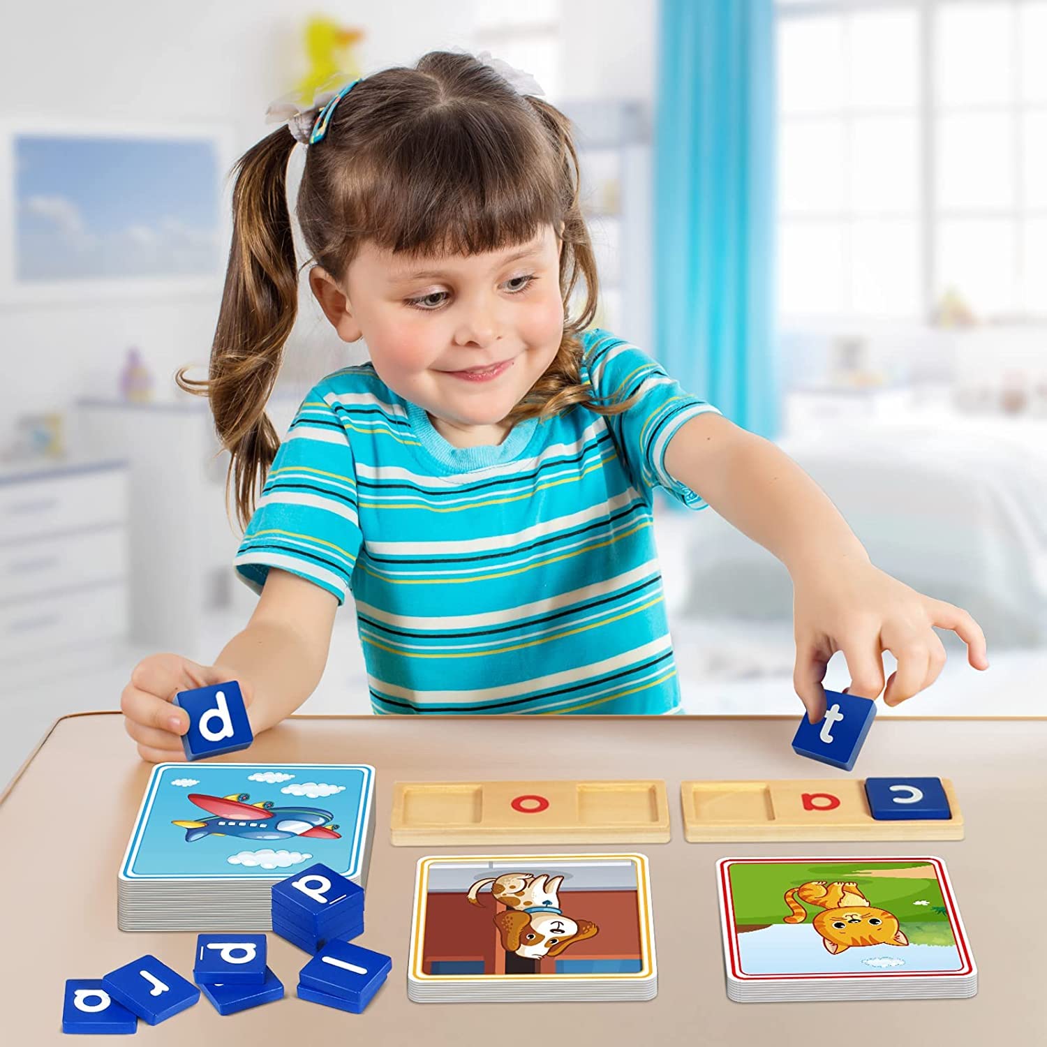 Learning Toys for 3 4 5 Years Old Kids - 116Pcs Short Vowel Letters Sorting Spelling Reading Toy