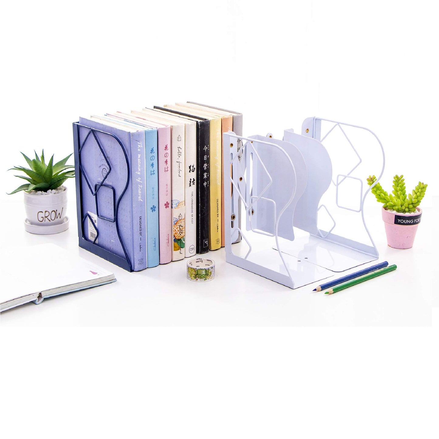 Gardesk Adjustable Bookends - Nonskid Heavy Duty Book Ends for Desk - Book Stand & Organizer