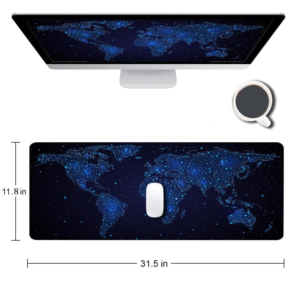 SANWUMIAN Large Gaming Mouse Pad with Stitched Edges, Desk Pad Extended Keyboard Mat, Non-Slip