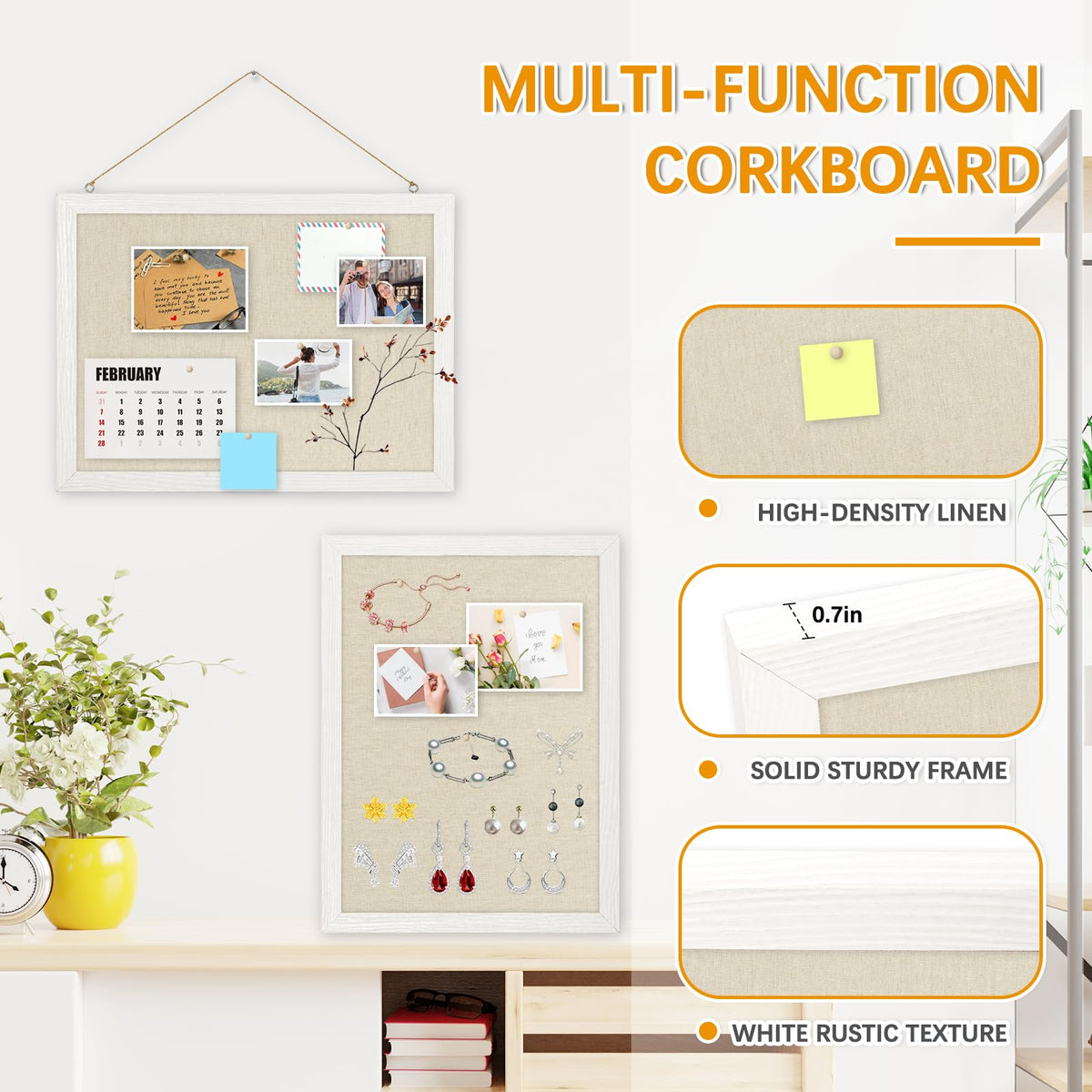 DOLLAR BOSS Double-Sided Bulletin Boards with Linen 16"x12" 2Pcs Cork Board