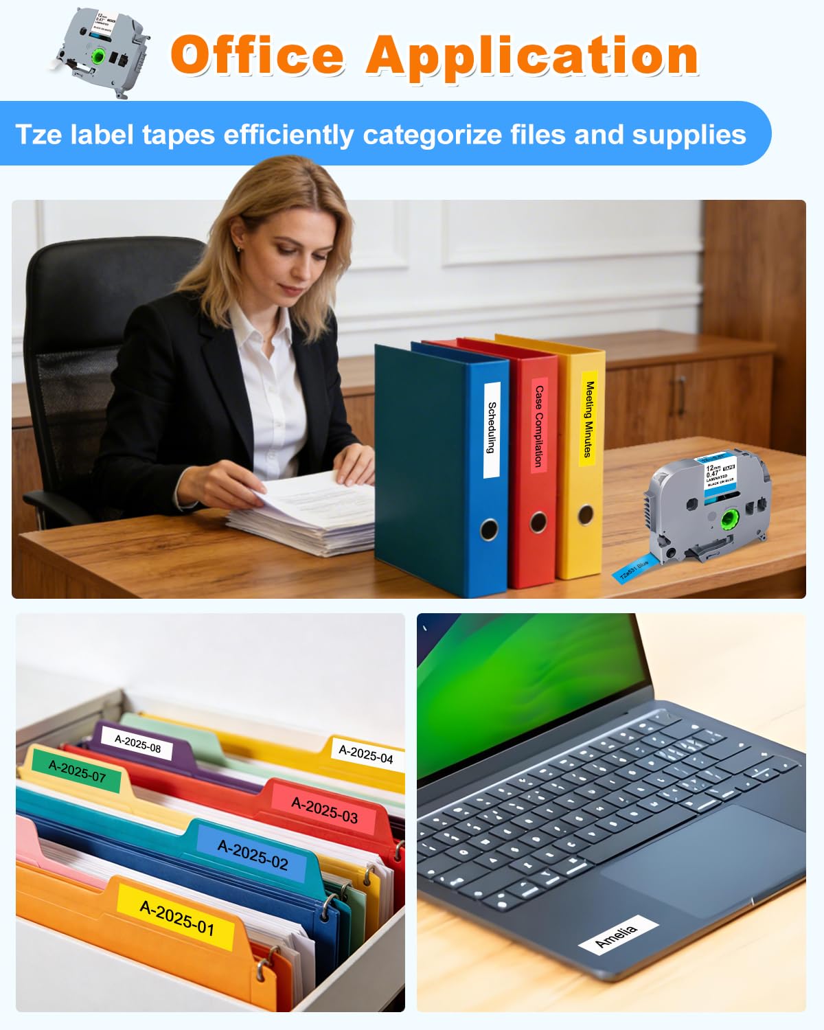Compatible with Brother P Touch Label Maker Tape TZe 12mm 0.47"