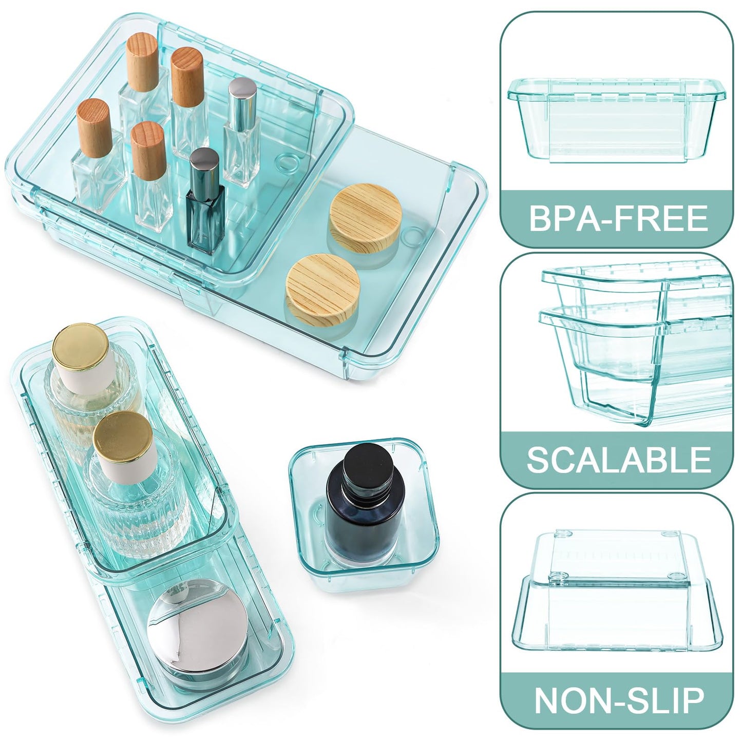 25 Pcs Clear Drawer Organizer, Adjustable Drawer Storage Box, 3-Size Desk Drawer Organizer, Acrylic