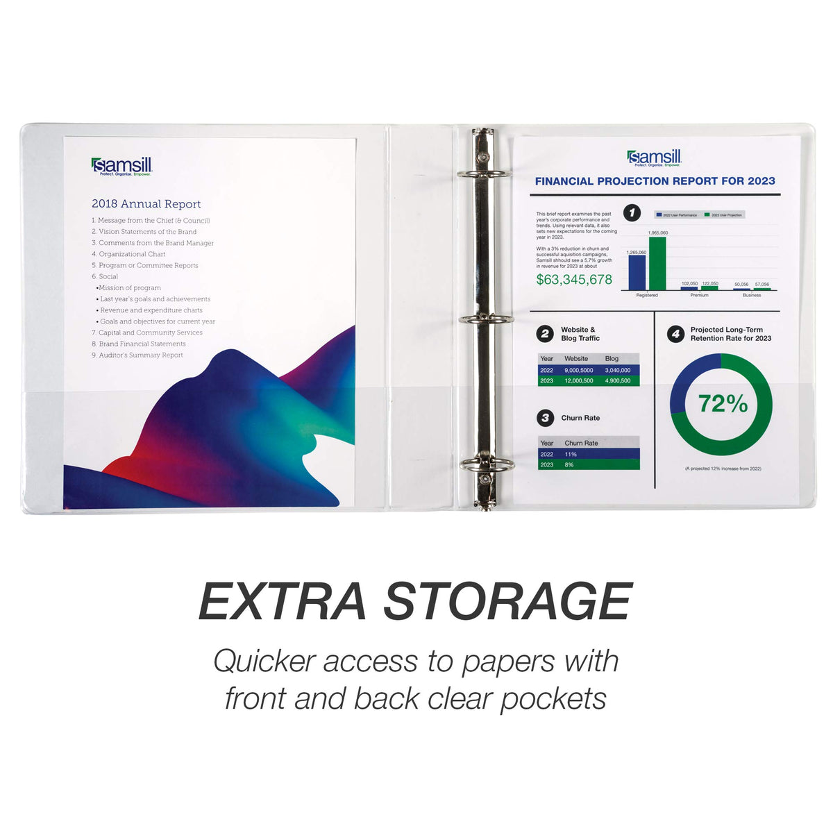 Samsill 12 Pack Durable 1.5 Inch 3 Ring Binders, Round Ring, Clear View Cover for Presentations