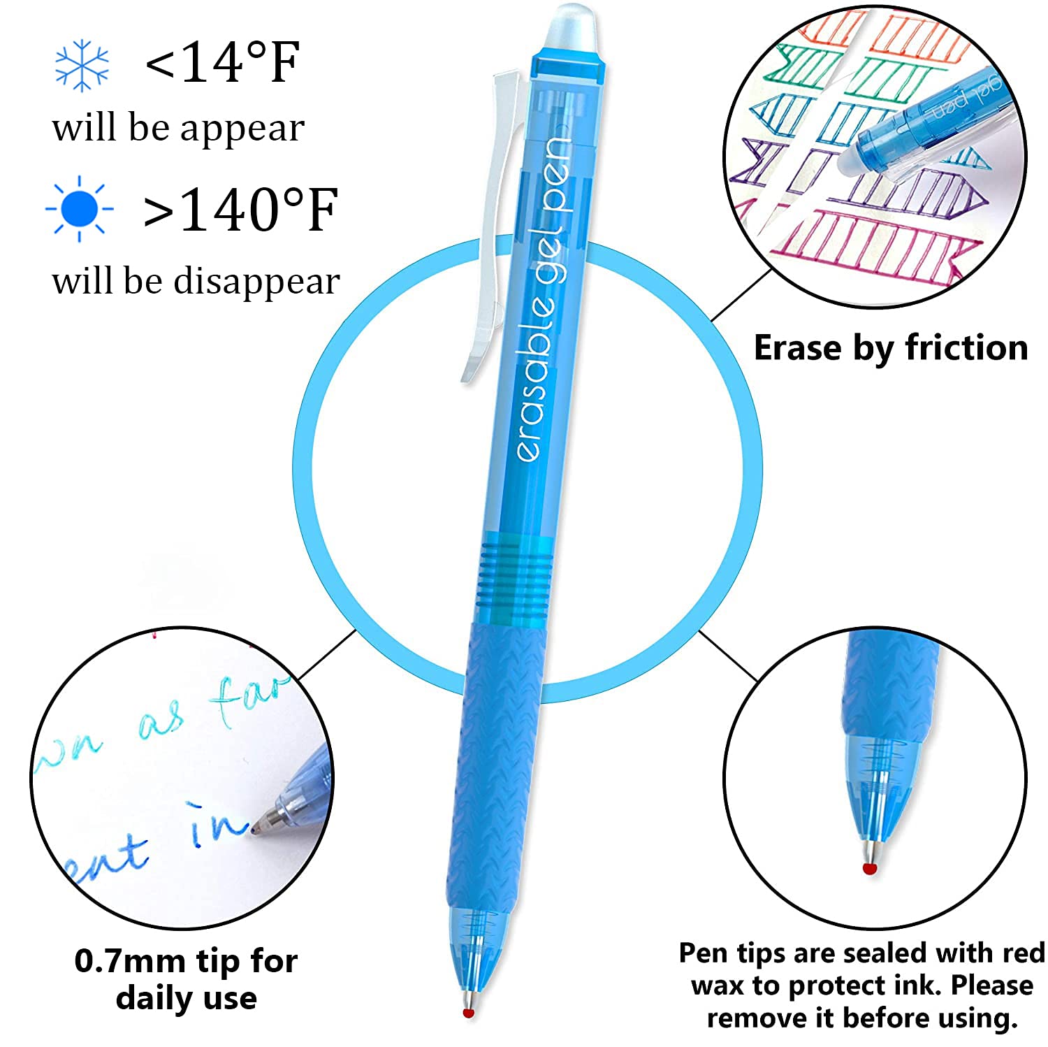 Vanstek 26 Colors Erasable Gel Pens, Retractable Erasable Pens Clicker, Fine Point(0.7), Make