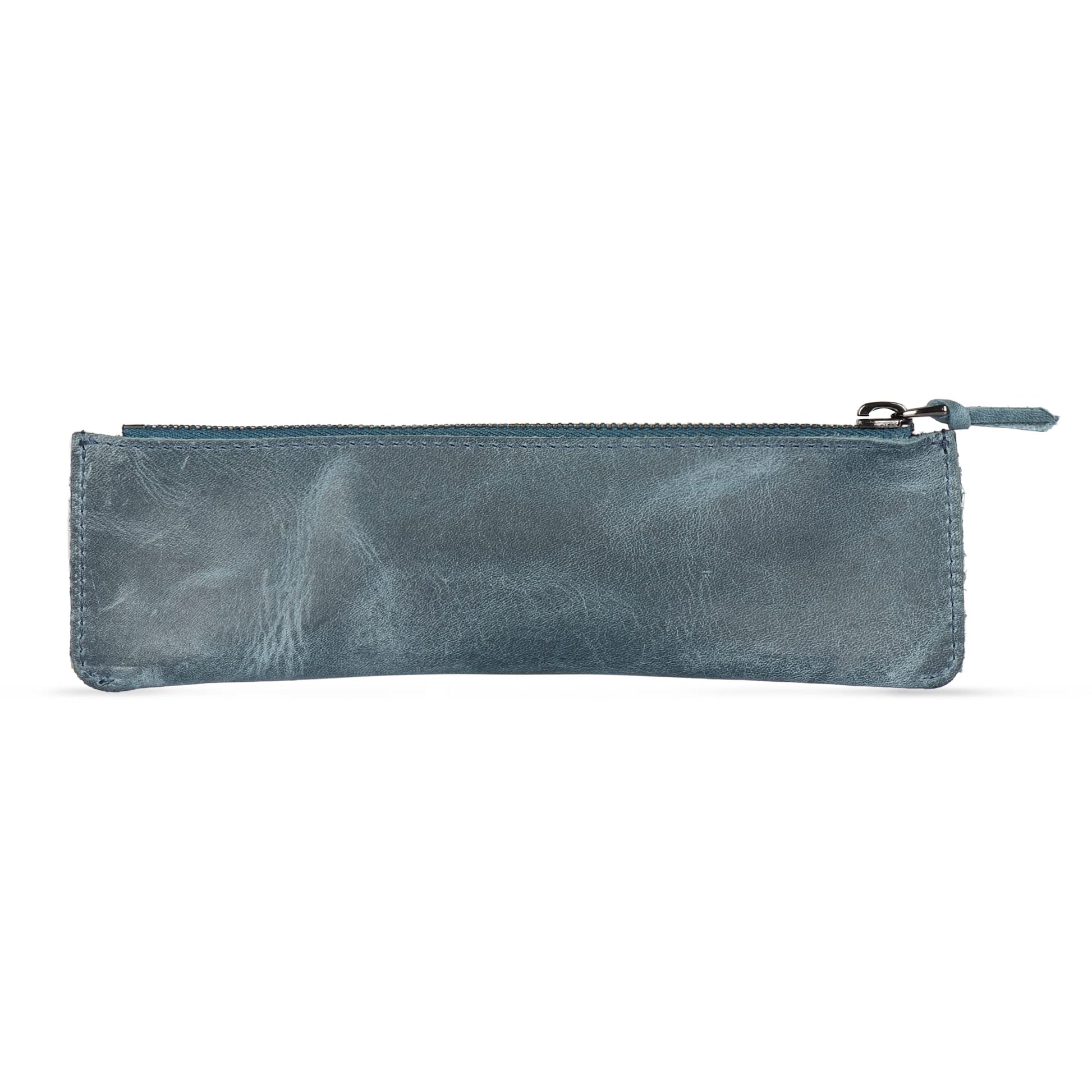 Londo Genuine Leather Pen Case with Zipper Closure, Pencil Pouch Stationery Bag