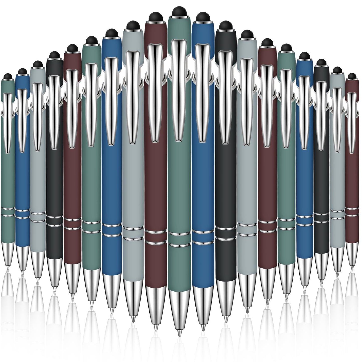 Zonon 38 Pcs Stylus Ballpoint Pens, Metal Rubberized Grip, Muted Colors