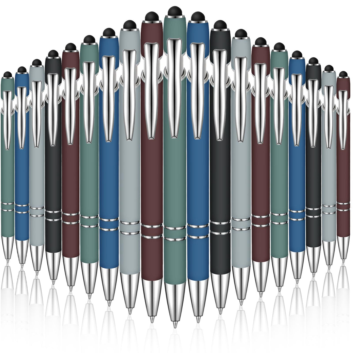 Zonon 38 Pcs Stylus Ballpoint Pens, Metal Rubberized Grip, Muted Colors