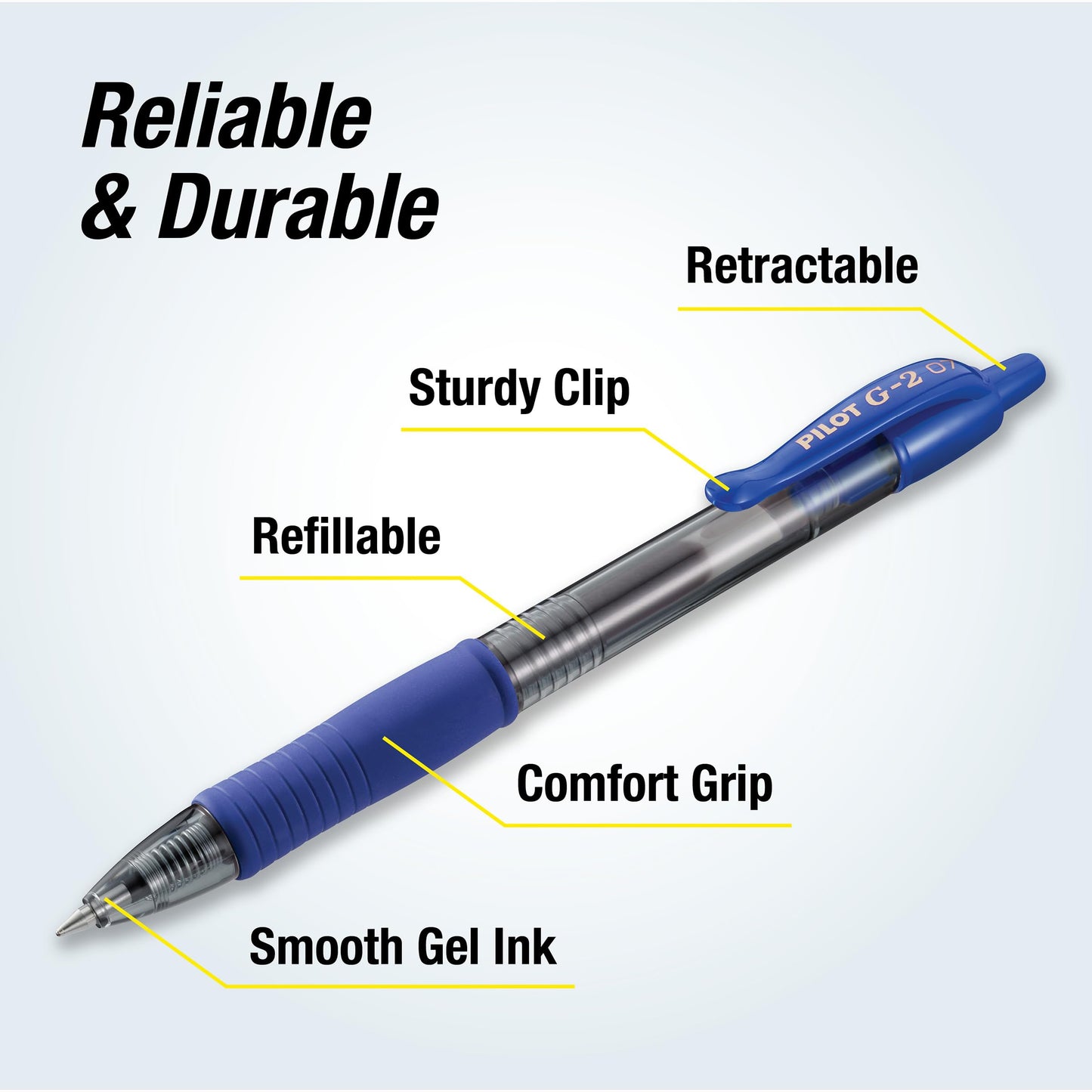 Pilot G2 Premium Gel Pens, Blue Pens, Fine Point 0.7 mm, Tub of 48