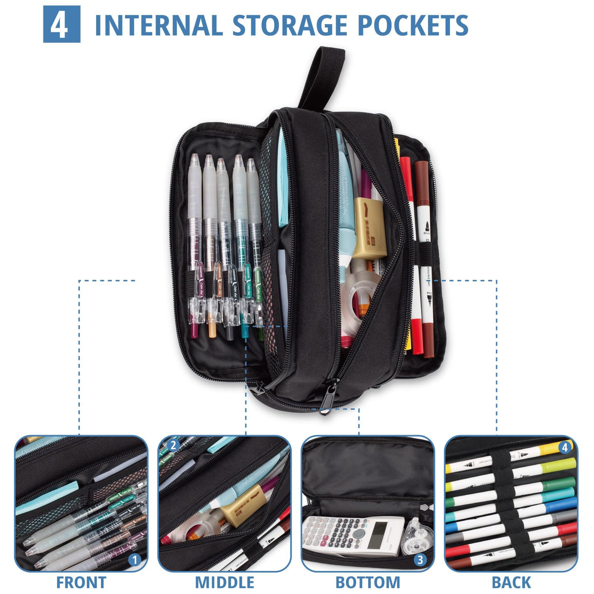 Tactical 4 Compartments Pencil Case for Boy, Large Pen Pouch Bag for School