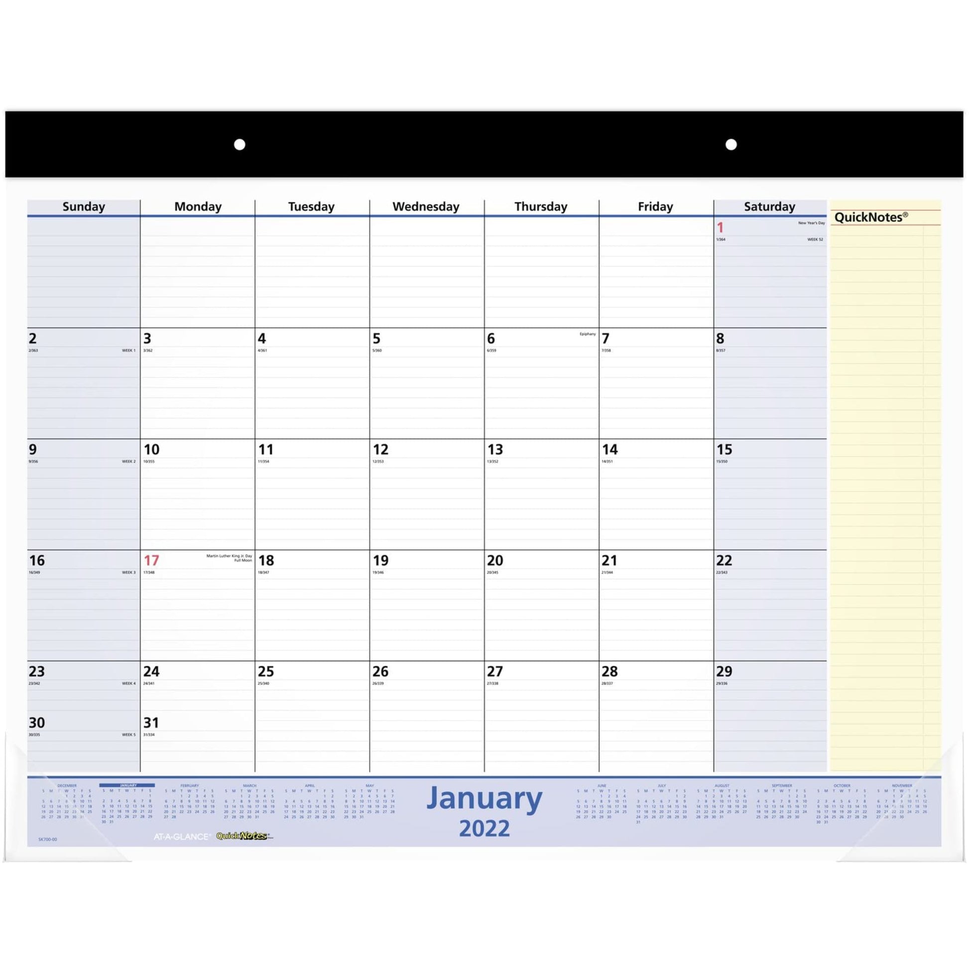 AT-A-GLANCE 2022 Desk Calendar by AT-A-GLANCE, Monthly Desk Pad, 22" x 17", Standard, QuickNotes