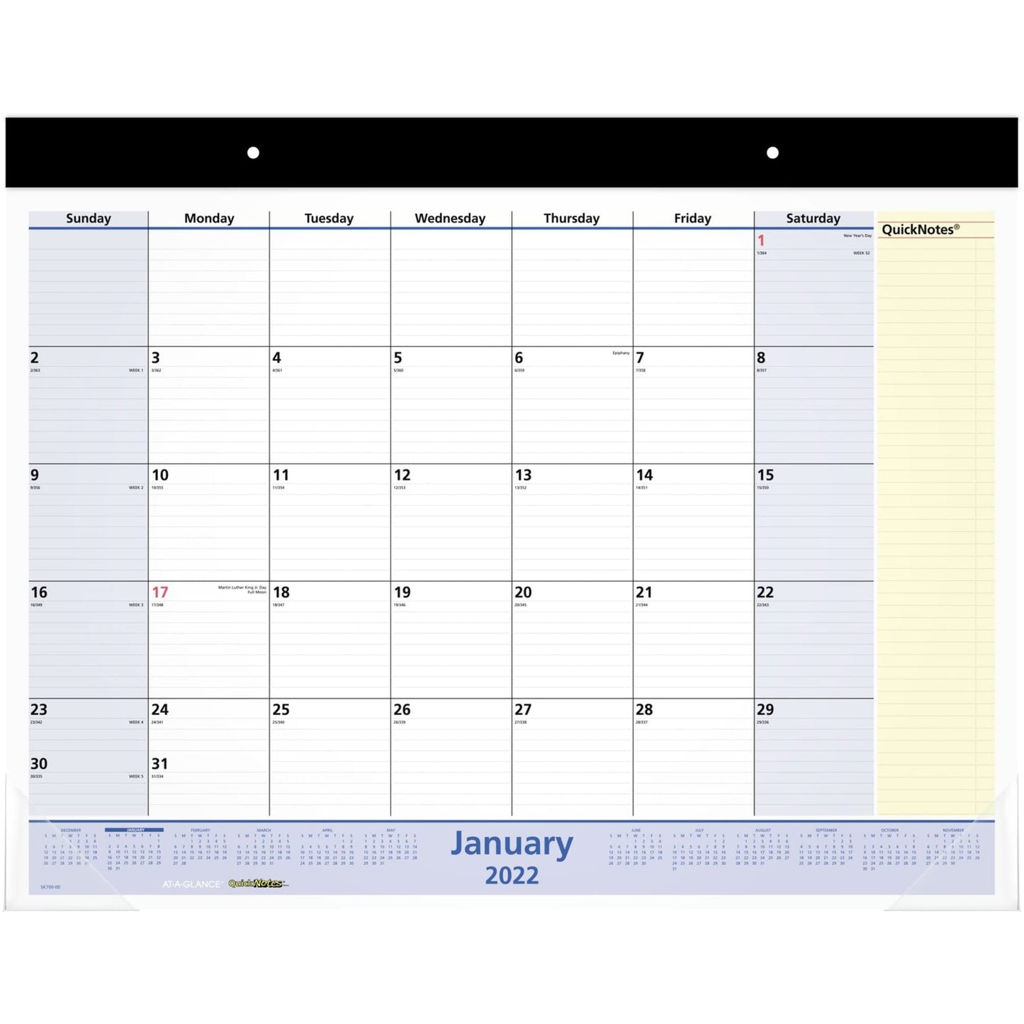 AT-A-GLANCE 2022 Desk Calendar by AT-A-GLANCE, Monthly Desk Pad, 22" x 17", Standard, QuickNotes