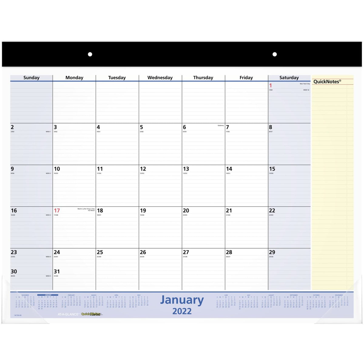 AT-A-GLANCE 2022 Desk Calendar by AT-A-GLANCE, Monthly Desk Pad, 22" x 17", Standard, QuickNotes
