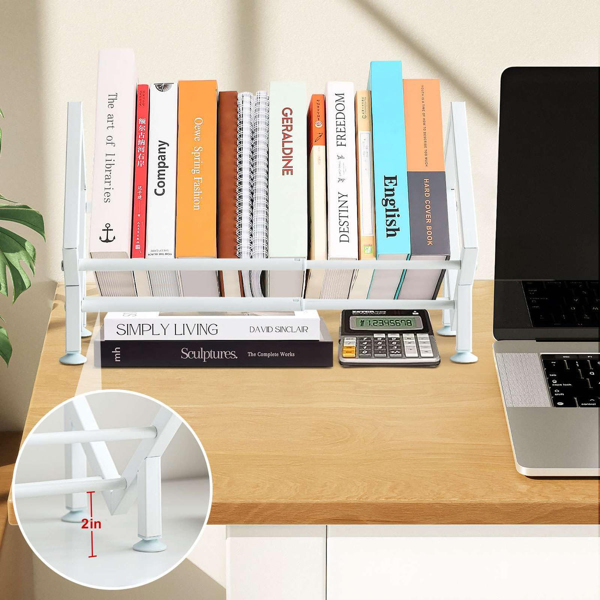 Adjustable Desk Shelf for Top of Desk Tabletop Bookshelf for Home Office