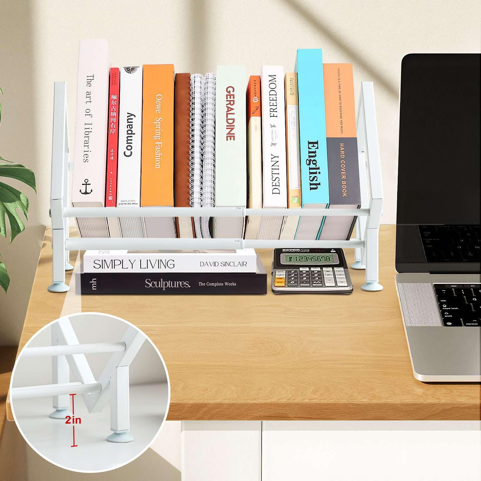 Adjustable Desk Shelf for Top of Desk Tabletop Bookshelf for Home Office