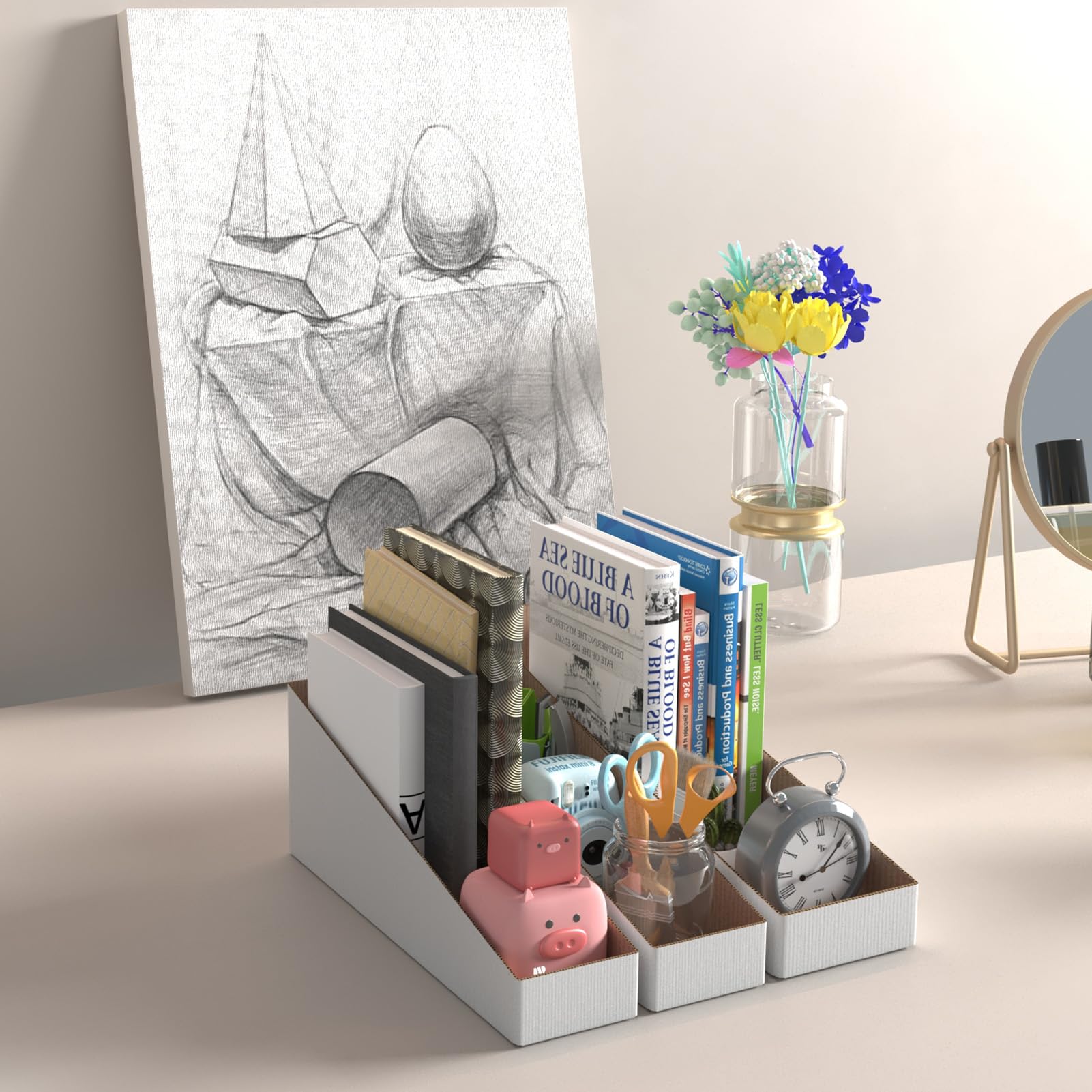 ZBEIVAN Cardboard Storage Bins Boxes 35 Packs 15x4x4.5 Inches, Easy Assembly Pantry Organizer Bins