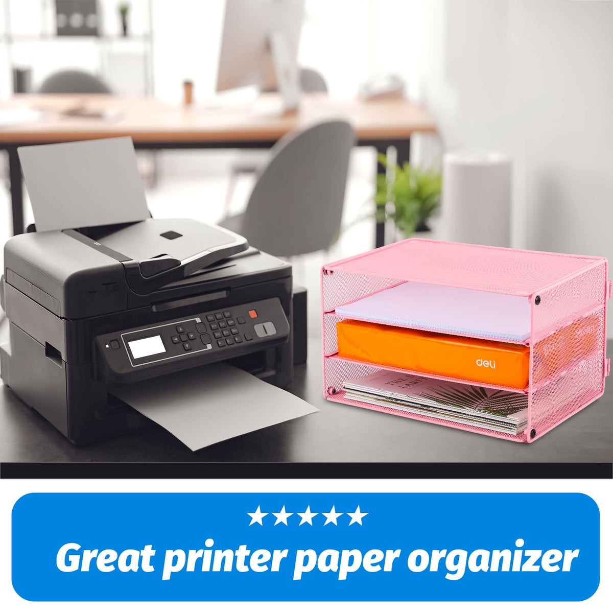 EASEPRES Paper Organizer Tray, 3 Tier Mesh Desk File Organizer Letter Sorter Holder for Home