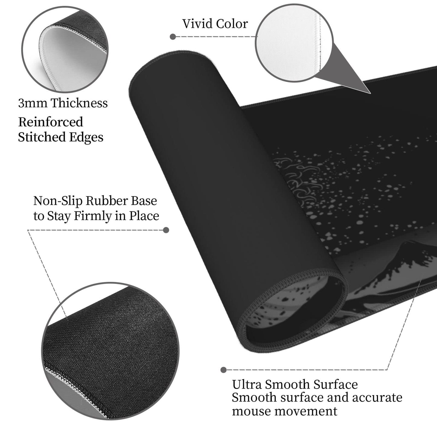 Wave Off Kanagawa Mouse Pad XL Extended Desk Mat, Computer Mousepad