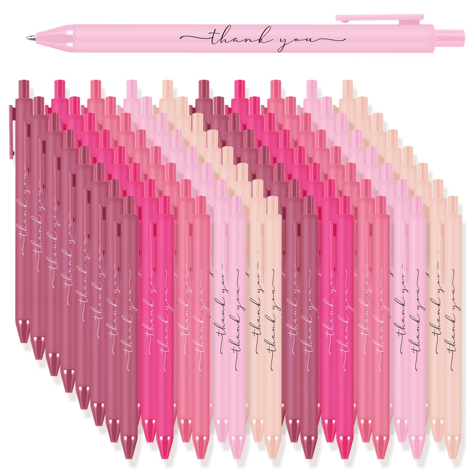 Dispowreath 100 Pcs Thank You Pen Bulk Cute Server Ballpoint, Pink