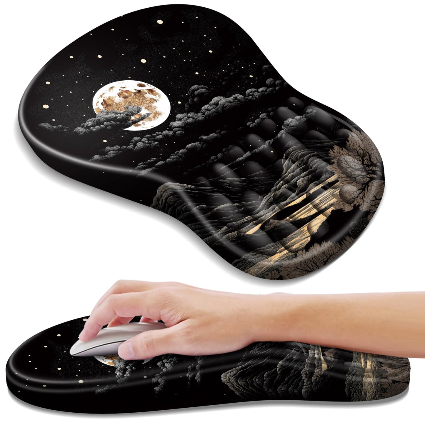YIWEI Ergonomic Mouse Pad with Wrist Rest for Carpal Tunnel Pain Relief