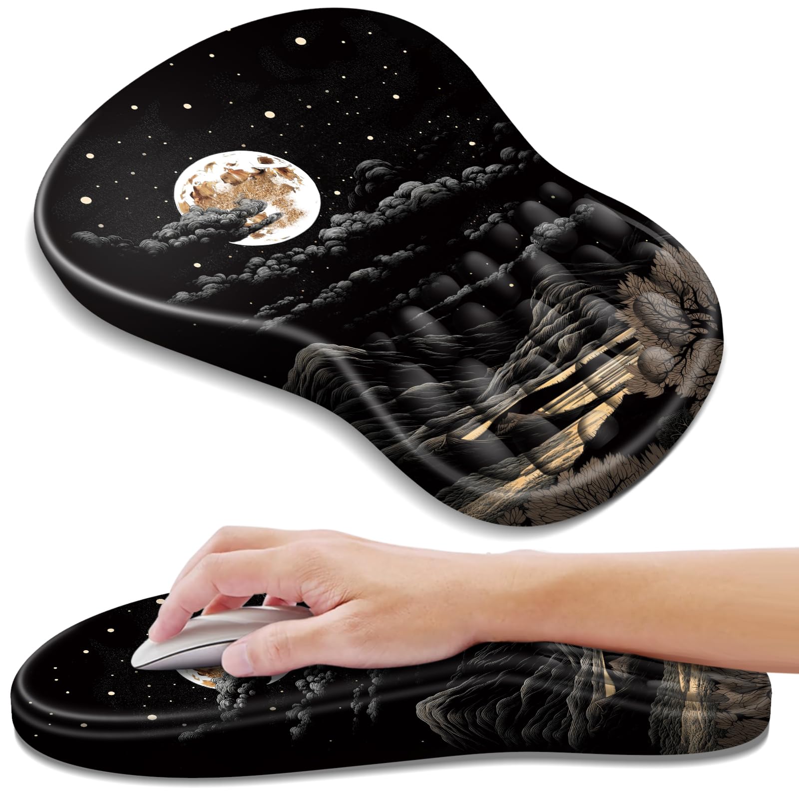YIWEI Ergonomic Mouse Pad with Wrist Rest for Carpal Tunnel Pain Relief