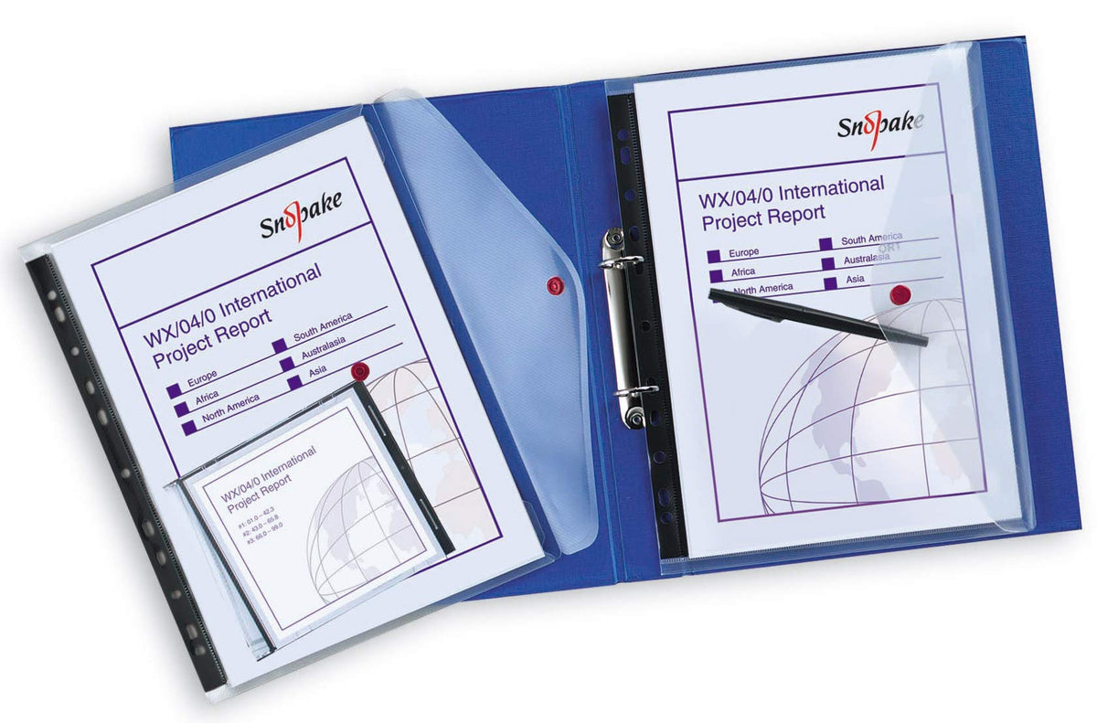 Snopake A4 Polyfile RingBinder Popper Wallet – Clear [Pack of 5] Ref: 12566