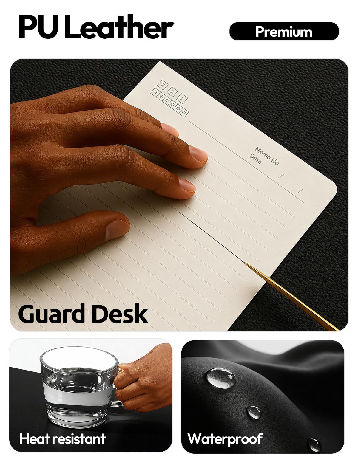 YSAGi Leather Desk Protector, Office Mat, Large Mouse Mat, Non-Slip PU Leather Blotter, Laptop Pad