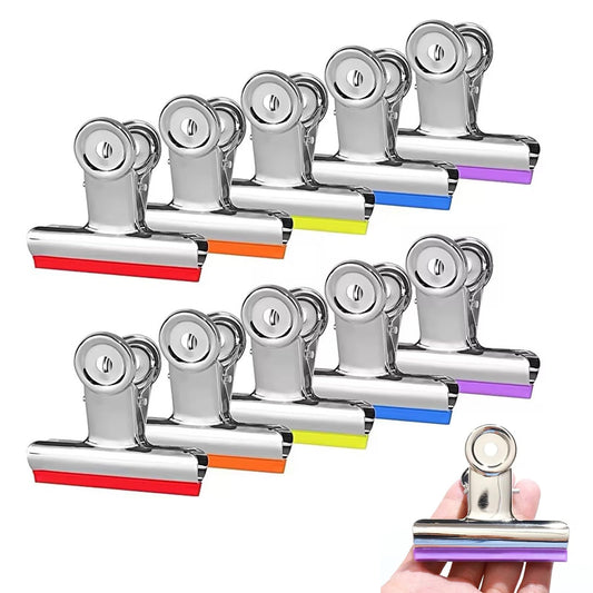 3 Inch Extra Large Bulldog Clips Covered with Silicone, 10 Pack, 75 mm, Silver, Chip Clip, Binder