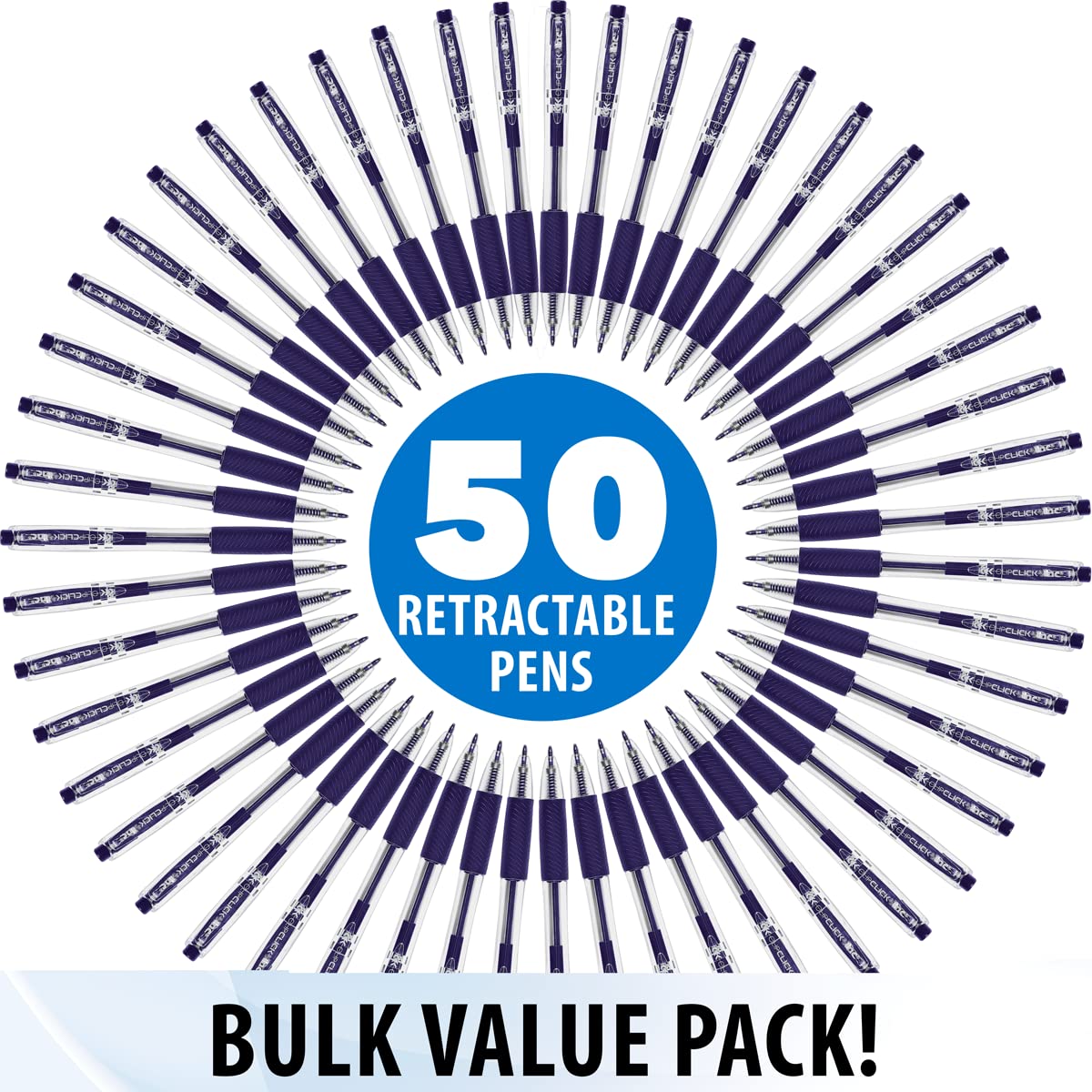 Inc. ClipClicks Retractable Ballpoint Pens - Bulk 1.0-mm Medium-Point Pen Set With Comfort Grip for