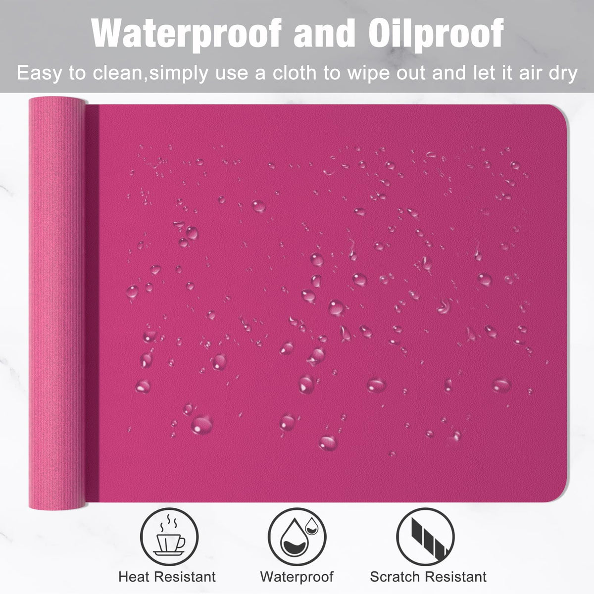 Hsurbtra Desk Pad, 35.5" x 17" PU Leather Desk Mat, XXL Extended Mouse Pad, Waterproof Desktop