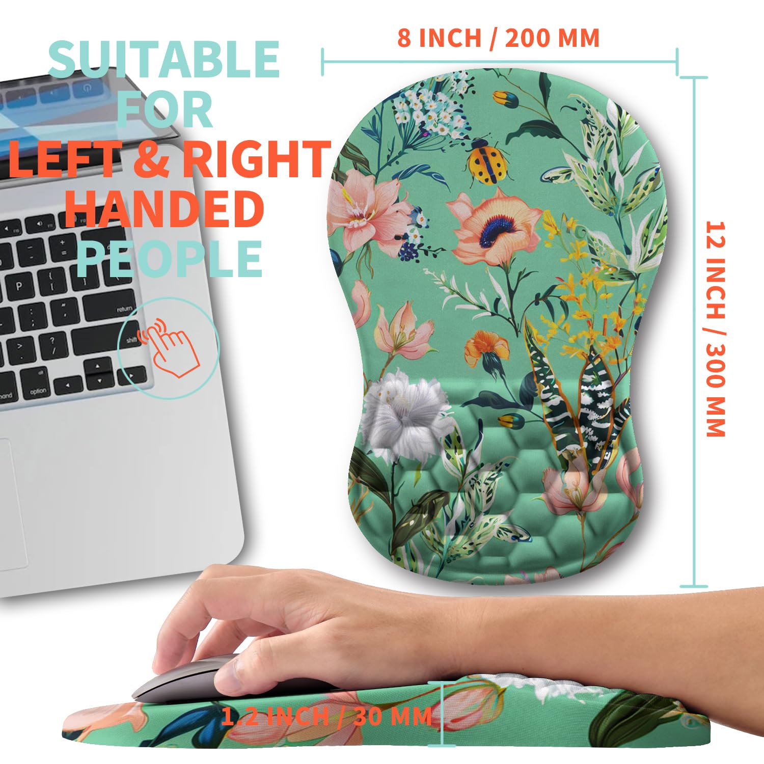 Kuosgm Ergonomic Mouse Pad Wrist Support with Memory Foam Massage Bulge, Carpal Tunnel Pain Relief