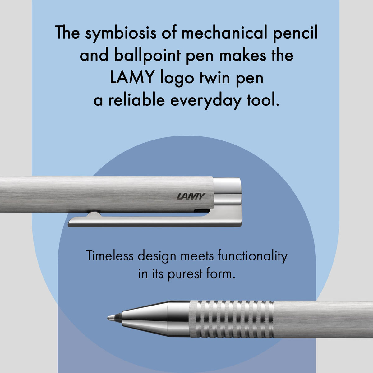 LAMY Logo Brushed Twin Pen Multifunction Pen - Timeless Mechanical Pencil & Ballpoint Pen in