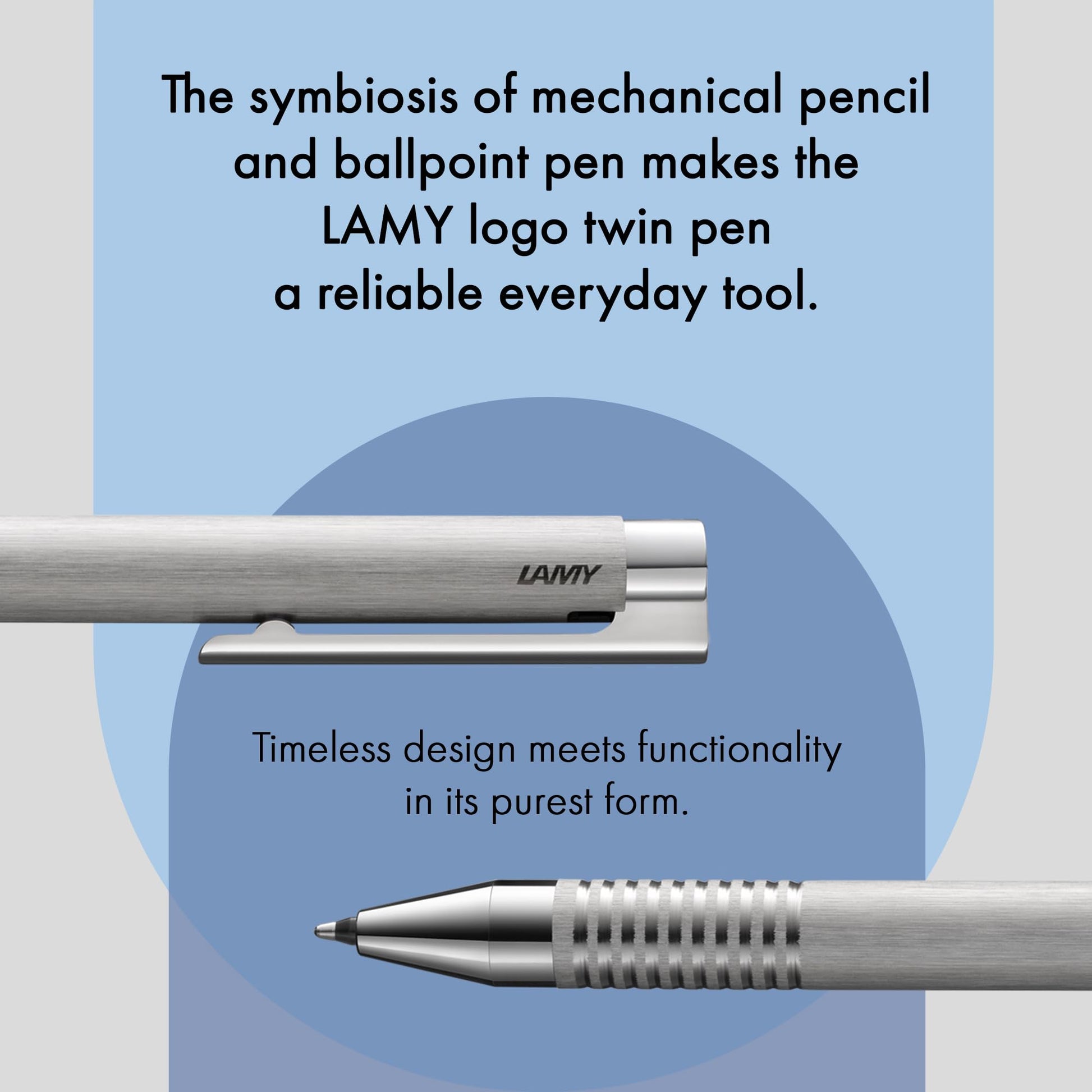 LAMY Logo Brushed Twin Pen Multifunction Pen - Timeless Mechanical Pencil & Ballpoint Pen in