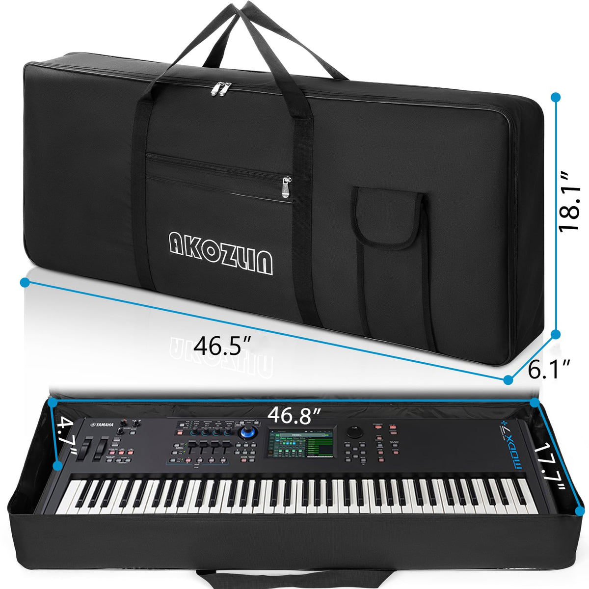 AKOZLIN 76-Key Portable Keyboard Bag, 46.8"x6"x18.1"Soft Gig Bag