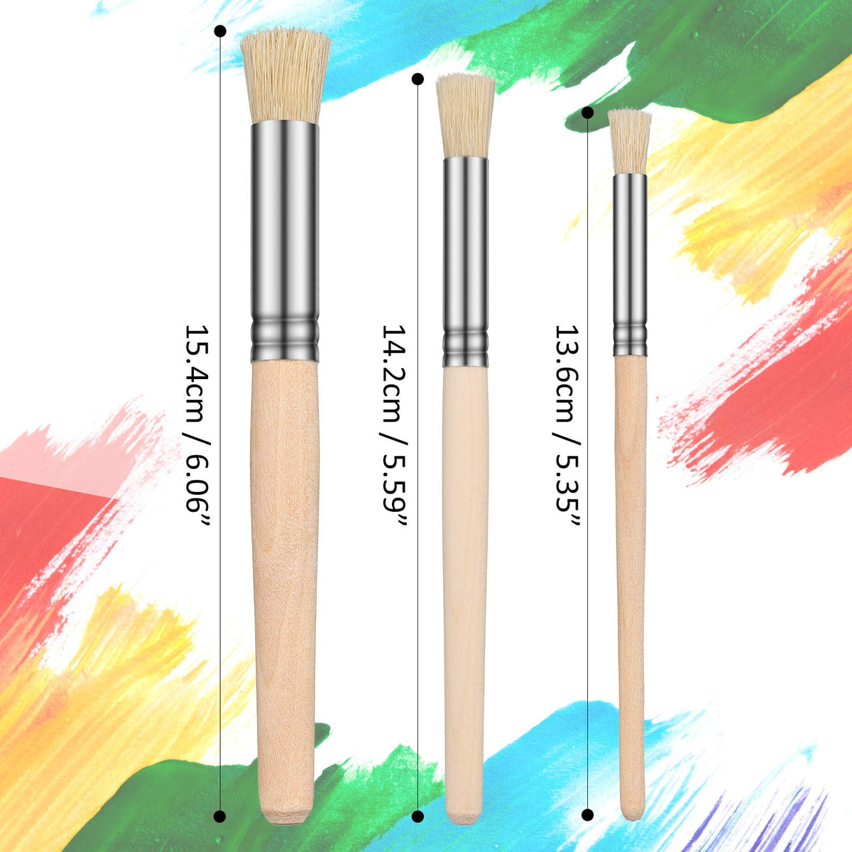 Patelai 24 Pcs Wood Stencil Brushes Natural Bristle Dome Art Painting Brush