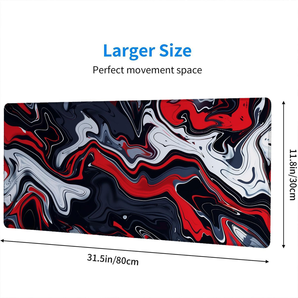 Red Marble Fluid Gaming Mouse Pad Desk Pad Abstract Black White Mousepad XL Large Gaming Mouse Pad