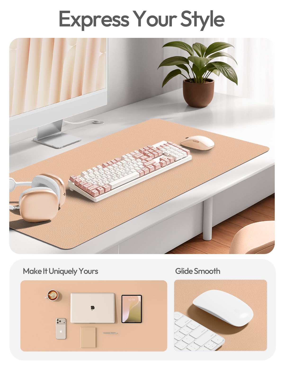 YSAGi Leather Desk Protector, Office Mat, Large Mouse Mat, Non-Slip PU Leather Blotter, Laptop Desk