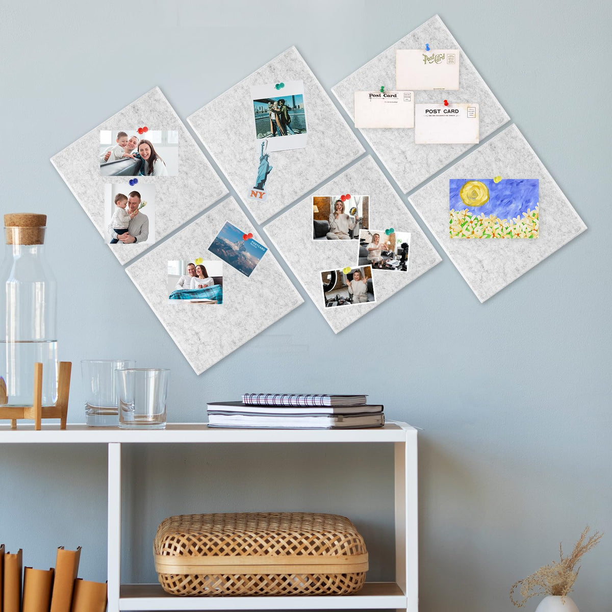 Large Cork Board 36" x 24", 6 Pack Felt Bulletin Board, Pin Boards