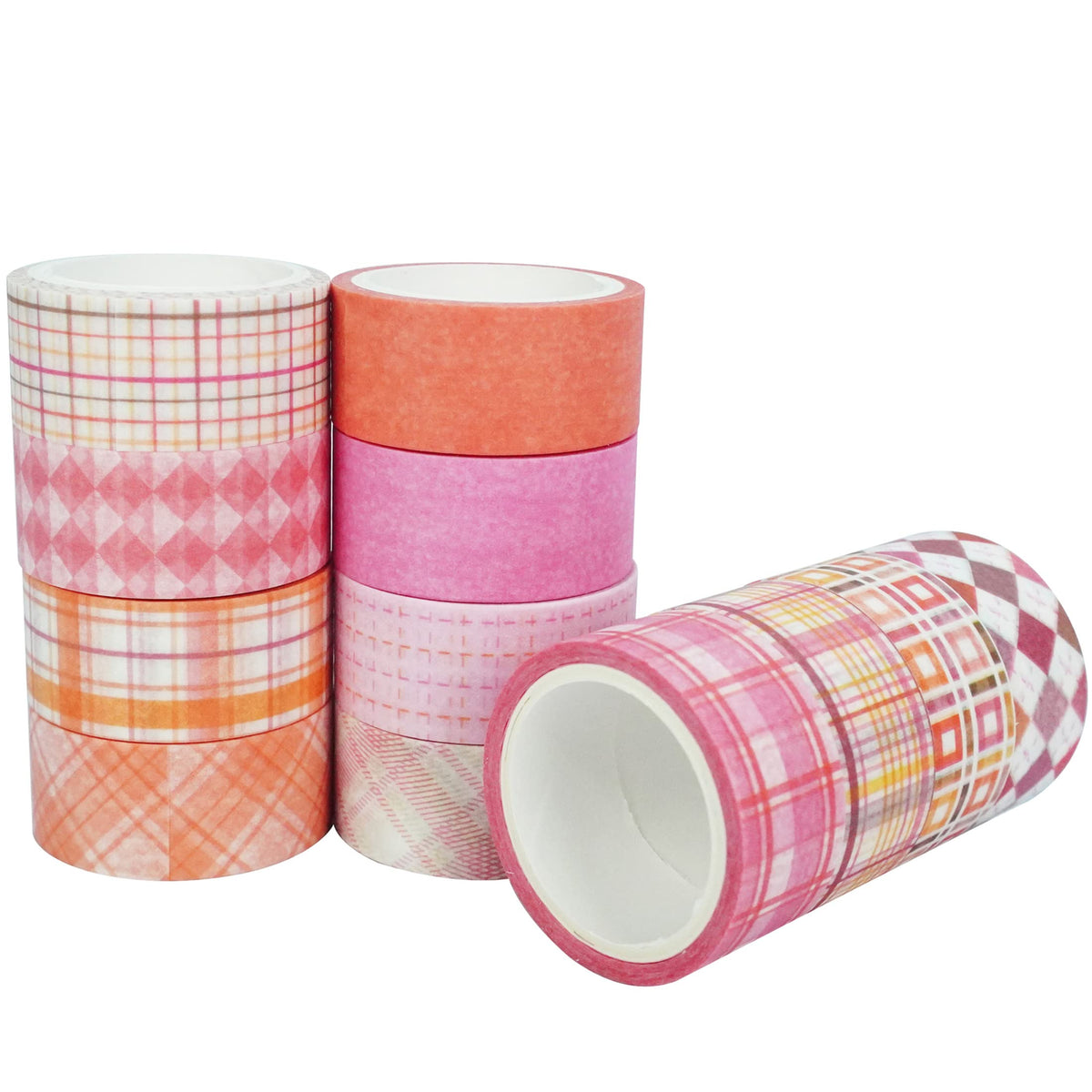 YUBX Basic Grid Washi Tape Set 12 Rolls Plaid Decorative Masking Tapes for Arts, DIY Crafts