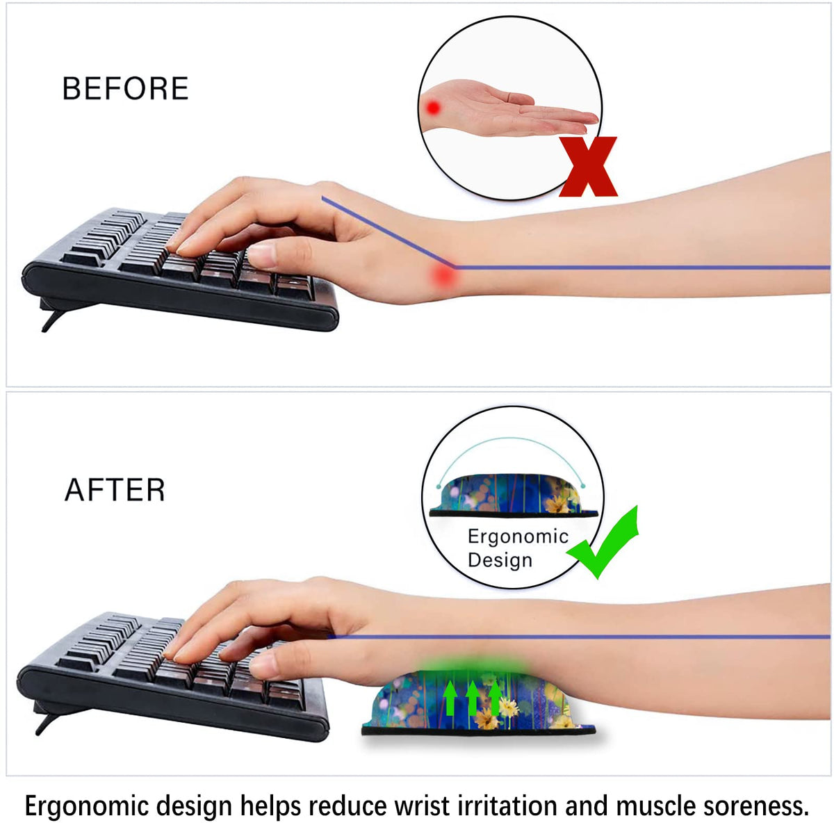 ArtSo Mouse Pad Keyboard Wrist Rest Support Ergonomic, Upgraded Cushion Mousepad Gel Memory Foam