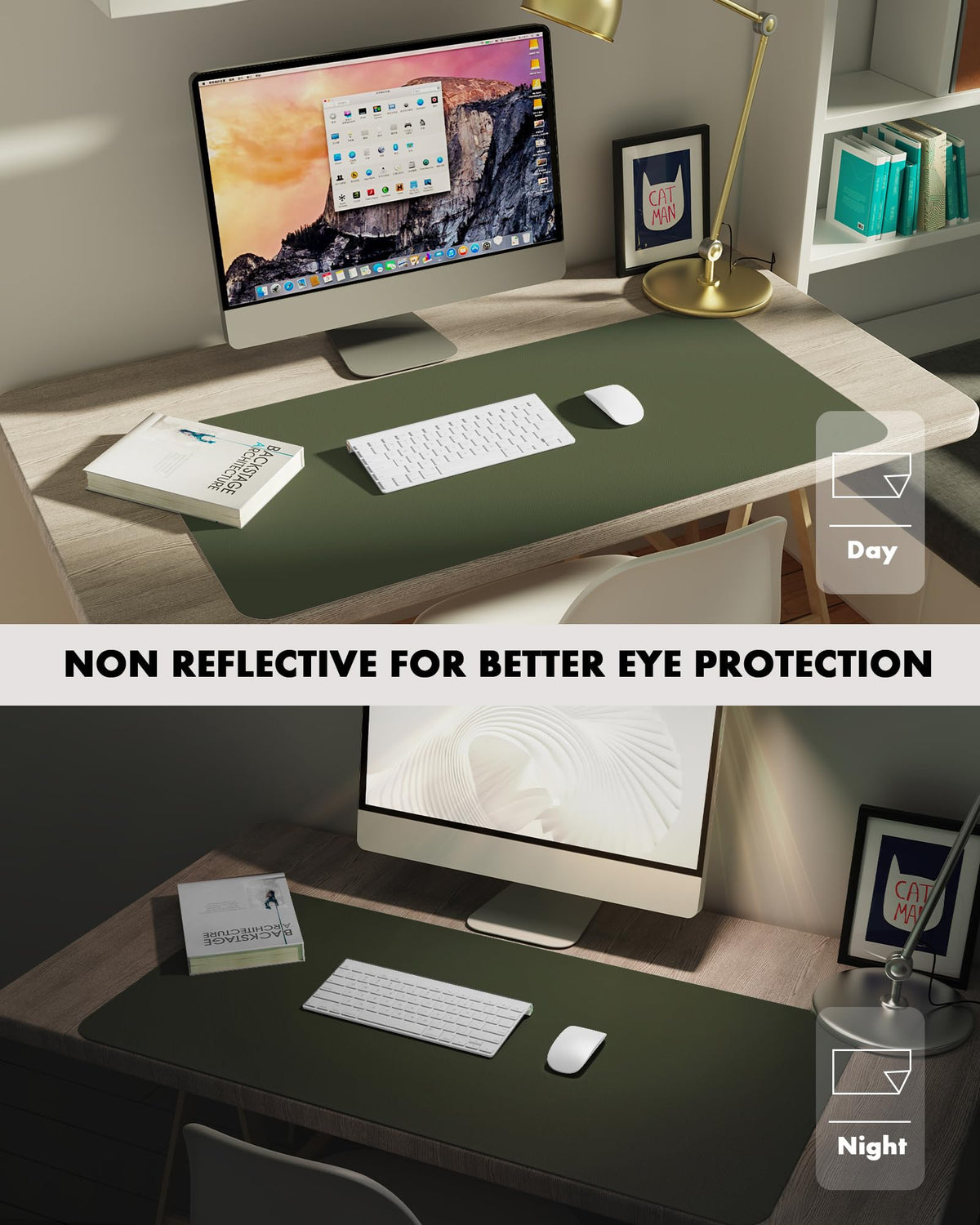 YSAGi Double-Sided Desk Pad, 35.4"x17" Leather Desk Mat, Eco Cork Desk Pad Protector,Large Mouse